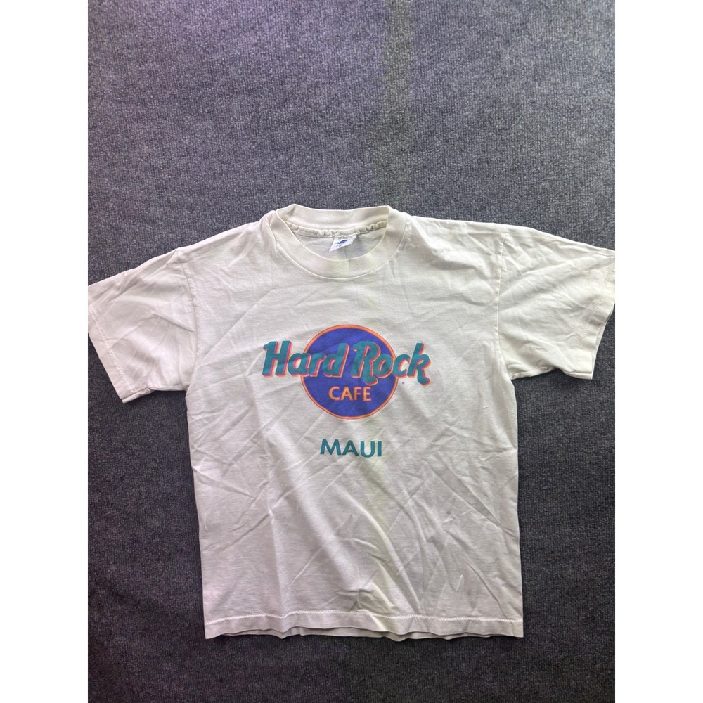 Vintage Hard Rock Cafe T-Shirt Mens M White Maui 90s Single Stitch USA Made